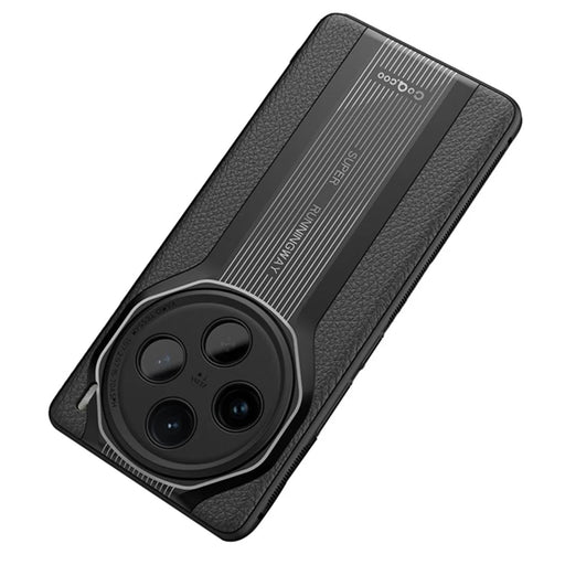Q.COO Super Running Series For vivo X100 5G Case PU Leather+Acrylic+TPU Shock-Absorbent Back Phone Cover - Black - 1