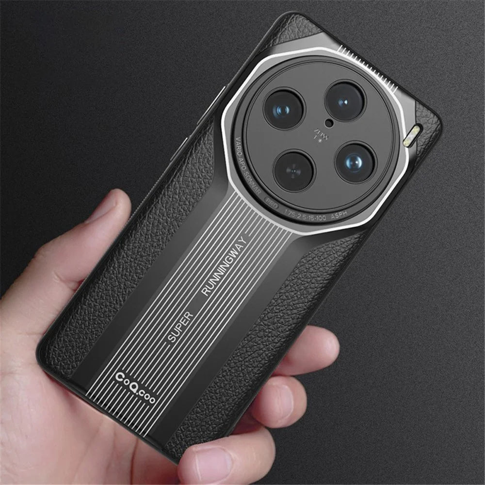 Q.COO Super Running Series For vivo X100 Pro 5G Shockproof Case Leather+Acrylic+TPU Mobile Phone Cover - Black - 6
