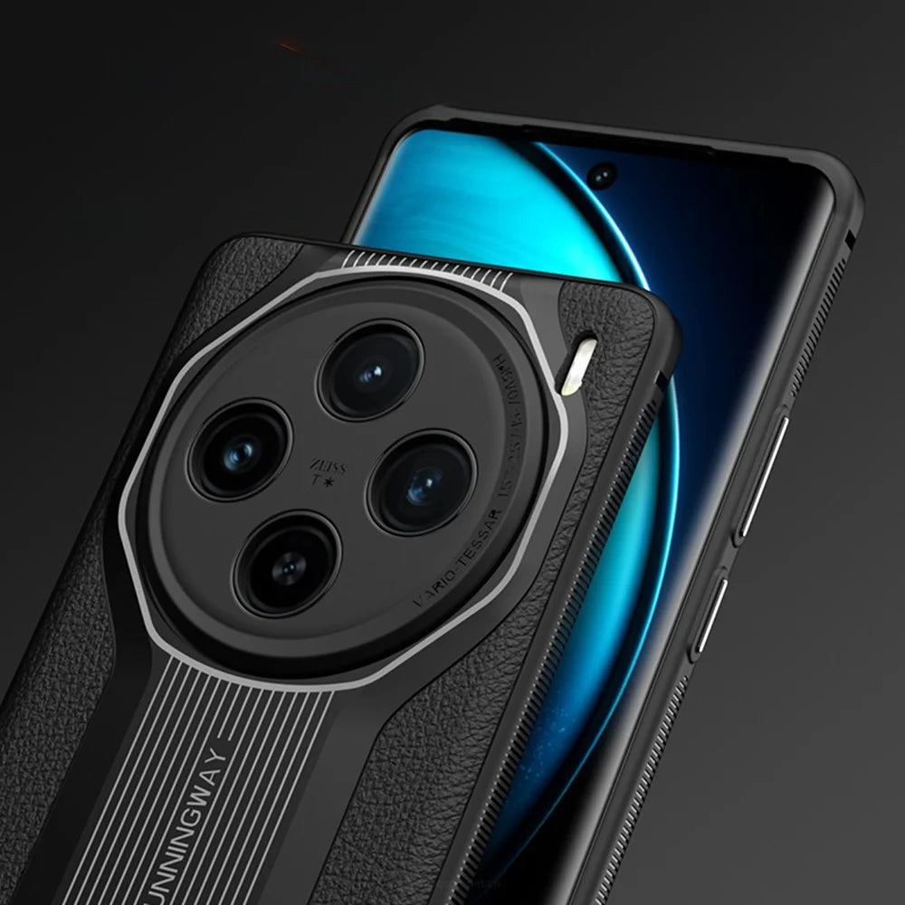 Q.COO Super Running Series For vivo X100 Pro 5G Shockproof Case Leather+Acrylic+TPU Mobile Phone Cover - Black - 7