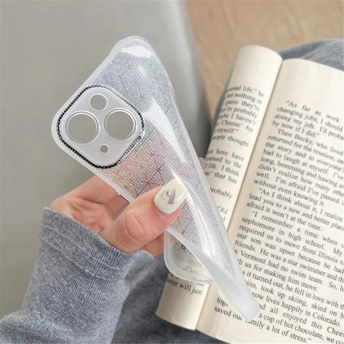 Q.COO For iPhone 13 TPU Case Aurora Effect Anti-slip Grip Phone Cover - Pink - 3