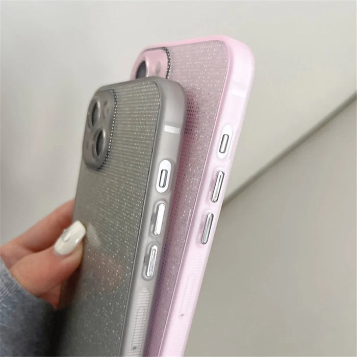 Q.COO For iPhone 13 TPU Case Aurora Effect Anti-slip Grip Phone Cover - Pink - 6
