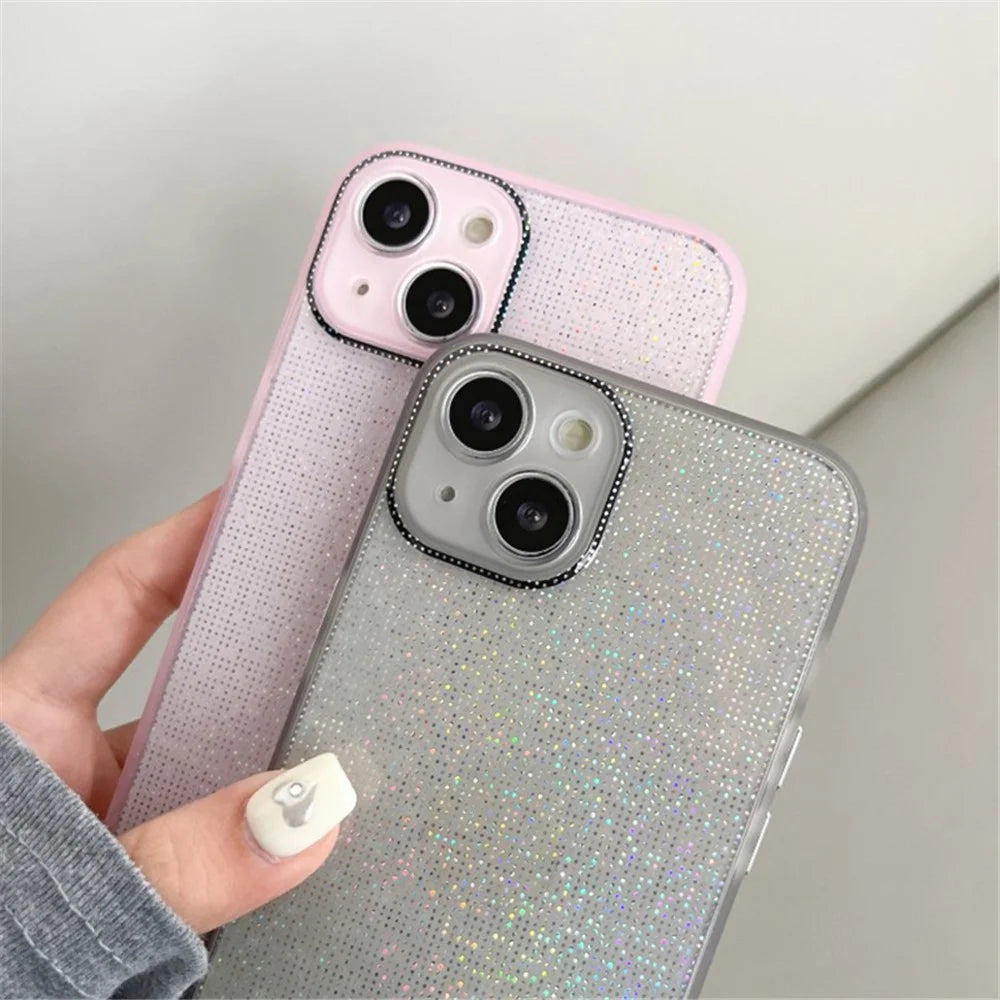 Q.COO For iPhone 14 Case Soft TPU Bling Refracting Design Phone Cover - Pink - 5