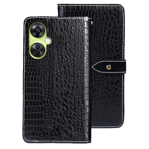 IDEWEI For OnePlus Nord CE 3 Lite 5G / Nord N30 5G Case Wallet Crocodile Texture Leather Phone Cover - Black - 1