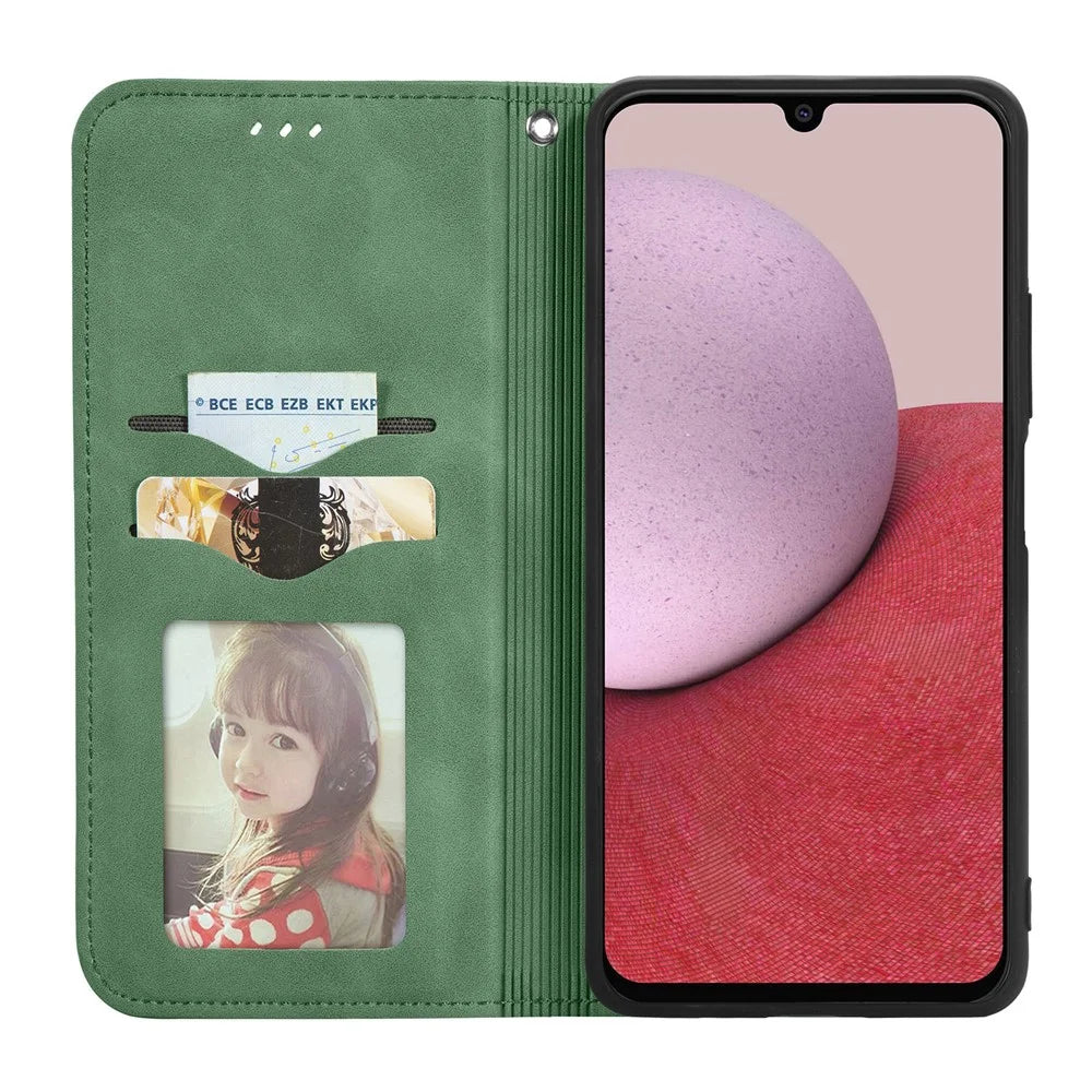 Phone Stand Case for Samsung Galaxy A14 5G / 4G Card Slots Skin-Touch Feeling PU Leather Phone Cover - Green - 2