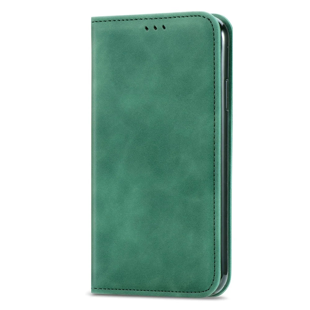 Phone Stand Case for Samsung Galaxy A14 5G / 4G Card Slots Skin-Touch Feeling PU Leather Phone Cover - Green - 6