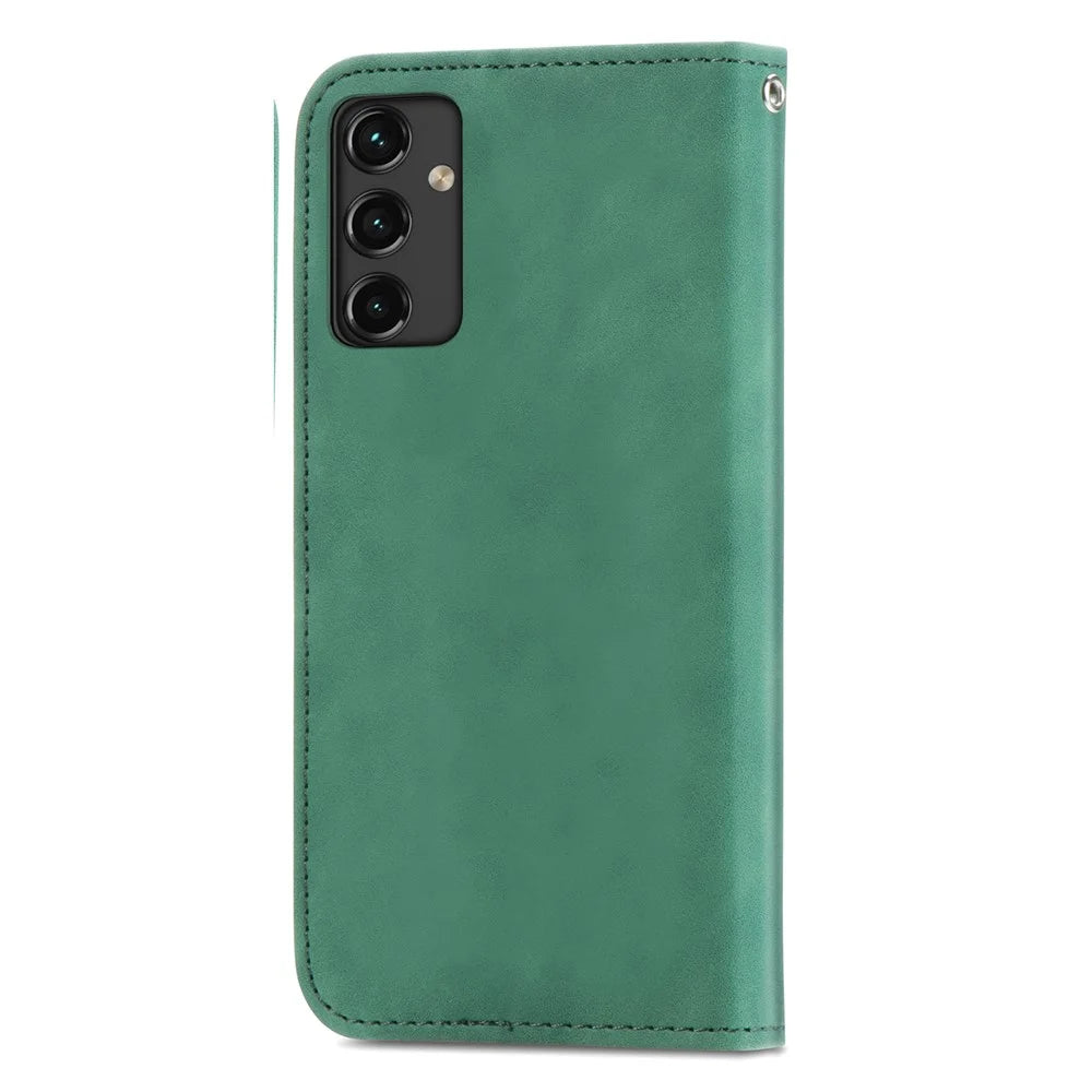 Phone Stand Case for Samsung Galaxy A14 5G / 4G Card Slots Skin-Touch Feeling PU Leather Phone Cover - Green - 7