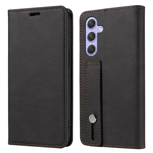 For Samsung Galaxy S24+ Magnetic Case PU Leather Card Slots Phone Cover - Black - 1