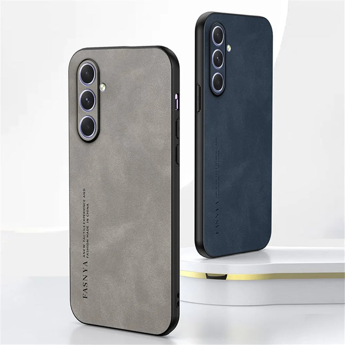For Samsung Galaxy S24+ Case Skin-Touch TPU + PU Covered Smartphone Protector - Grey - 7
