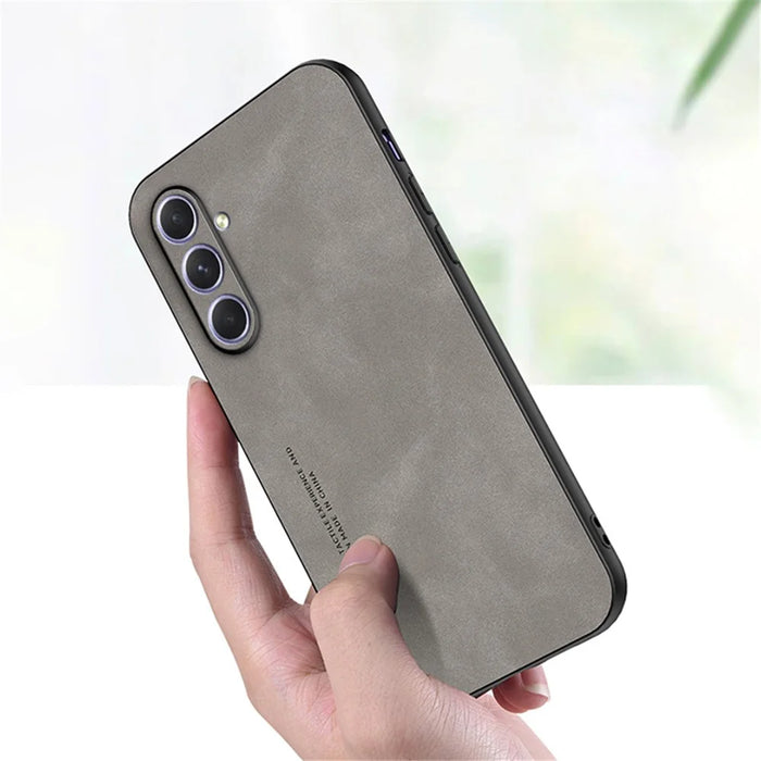 For Samsung Galaxy A55 5G Shockproof Case TPU + PU Skin-Touch Slim Phone Case - Grey - 2
