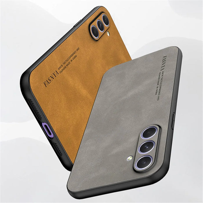 For Samsung Galaxy A55 5G Shockproof Case TPU + PU Skin-Touch Slim Phone Case - Grey - 4