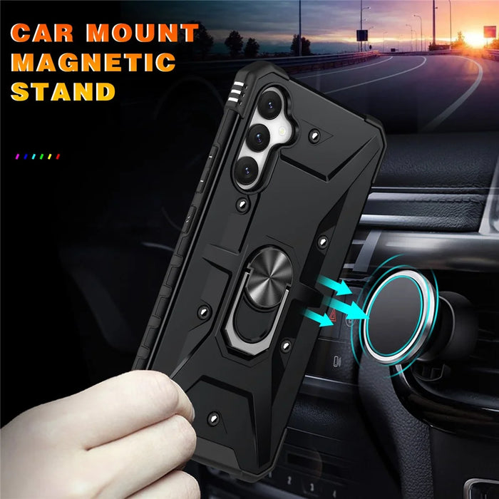 For Samsung Galaxy A15 4G / 5G Case Rotation Ring Kickstand PC+ TPU Phone Cover - Black - 3