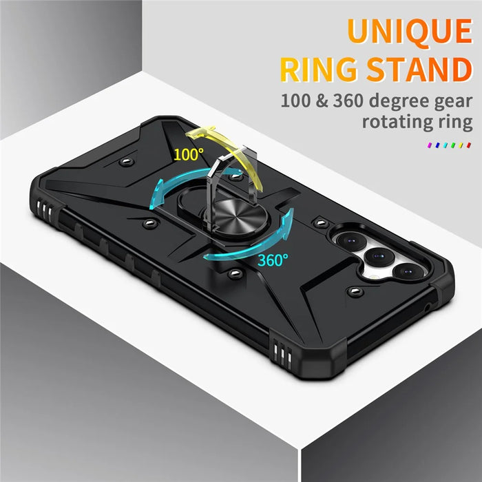 For Samsung Galaxy A15 4G / 5G Case Rotation Ring Kickstand PC+ TPU Phone Cover - Black - 5