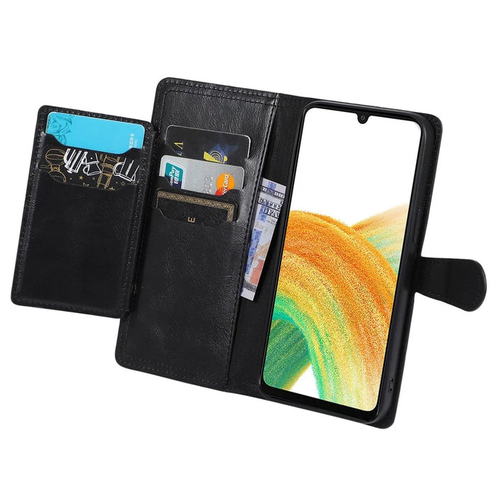 For Samsung Galaxy A55 5G Leather Case Zipper Wallet Stand Phone Cover - Black - 2