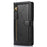For Samsung Galaxy A55 5G Leather Case Zipper Wallet Stand Phone Cover - Black - 6