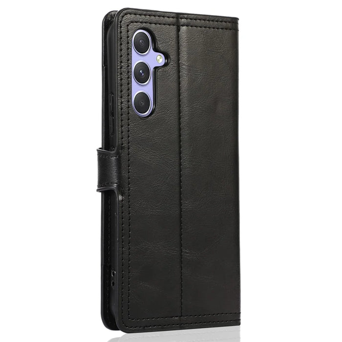 For Samsung Galaxy A55 5G Leather Case Zipper Wallet Stand Phone Cover - Black - 7
