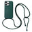 For iPhone 15 Pro Max Case Soft Touch Liquid Silicone Phone Cover with Neck Lanyard Strap - Blackish Green - 1
