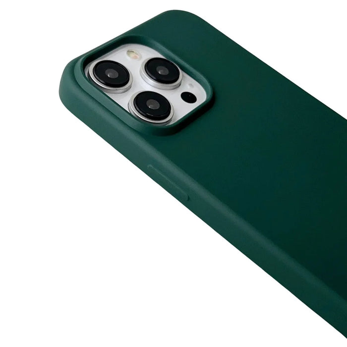 For iPhone 15 Pro Max Case Soft Touch Liquid Silicone Phone Cover with Neck Lanyard Strap - Blackish Green - 3