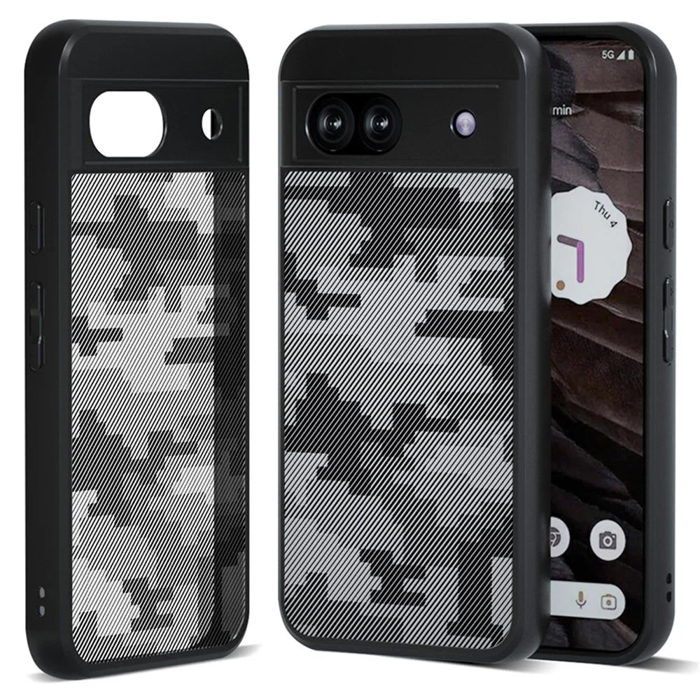 IBMRS For Google Pixel 8a Case TPU+PC Armor Shockproof Phone Cover - Grid Camouflage - 1