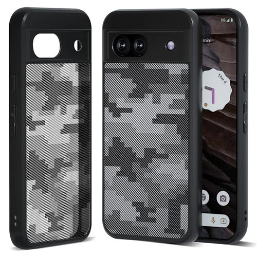 IBMRS For Google Pixel 8a Case TPU+PC Armor Shockproof Phone Cover - Grid Camouflage - 1