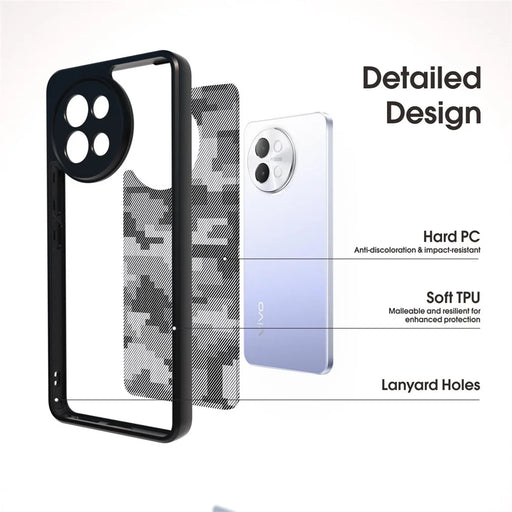 IBMRS For vivo S18e 5G Case Hybrid Soft TPU Frame+Hard PC Back Phone Cover - Grid Camouflage - 2