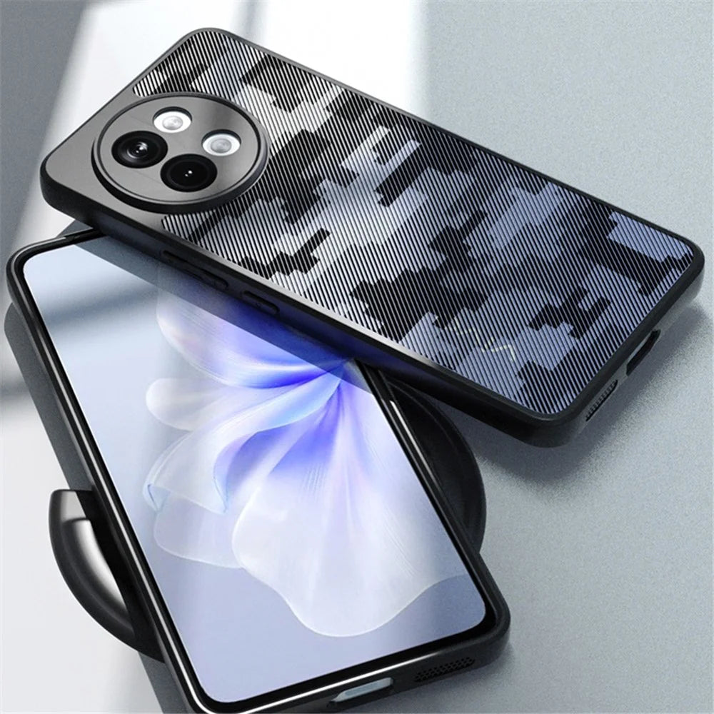 IBMRS For vivo S18e 5G Case Hybrid Soft TPU Frame+Hard PC Back Phone Cover - Grid Camouflage - 5