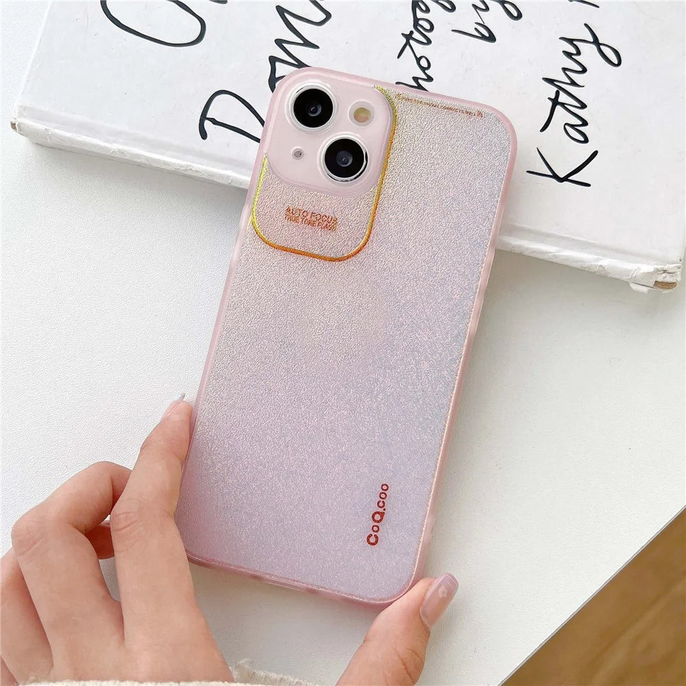Q.COO Aurora Series for iPhone 14 Case TPU+PET Drop Protection Phone Cover - Transparent Pink - 2