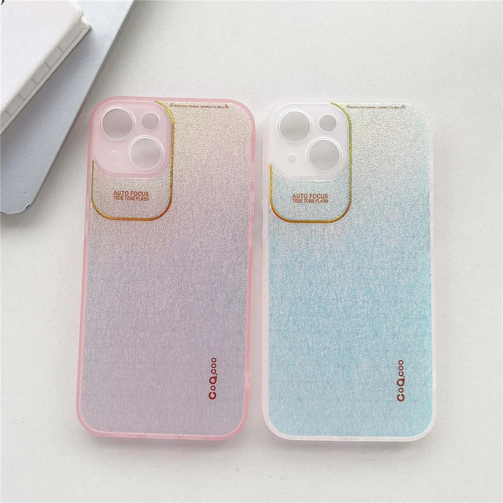 Q.COO Aurora Series for iPhone 14 Case TPU+PET Drop Protection Phone Cover - Transparent Pink - 6