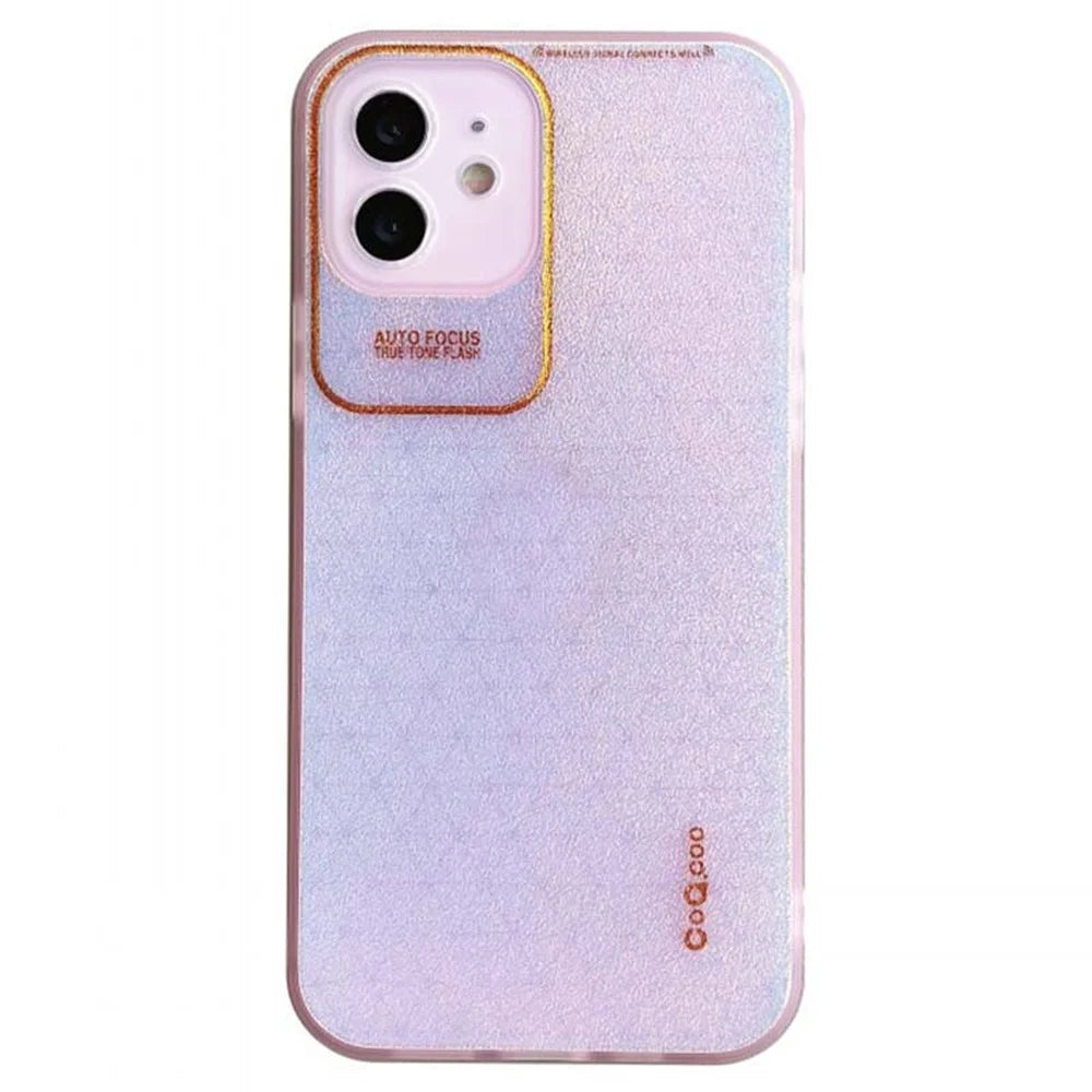 Q.COO Aurora Series for iPhone 12 Case Camera Protection TPU+PET Phone Cover - Transparent Pink - 1