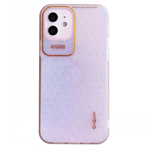 Q.COO Aurora Series for iPhone 12 Case Camera Protection TPU+PET Phone Cover - Transparent Pink - 1