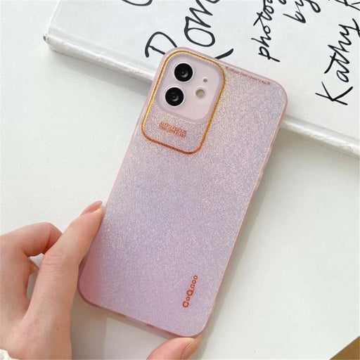 Q.COO Aurora Series for iPhone 12 Case Camera Protection TPU+PET Phone Cover - Transparent Pink - 2