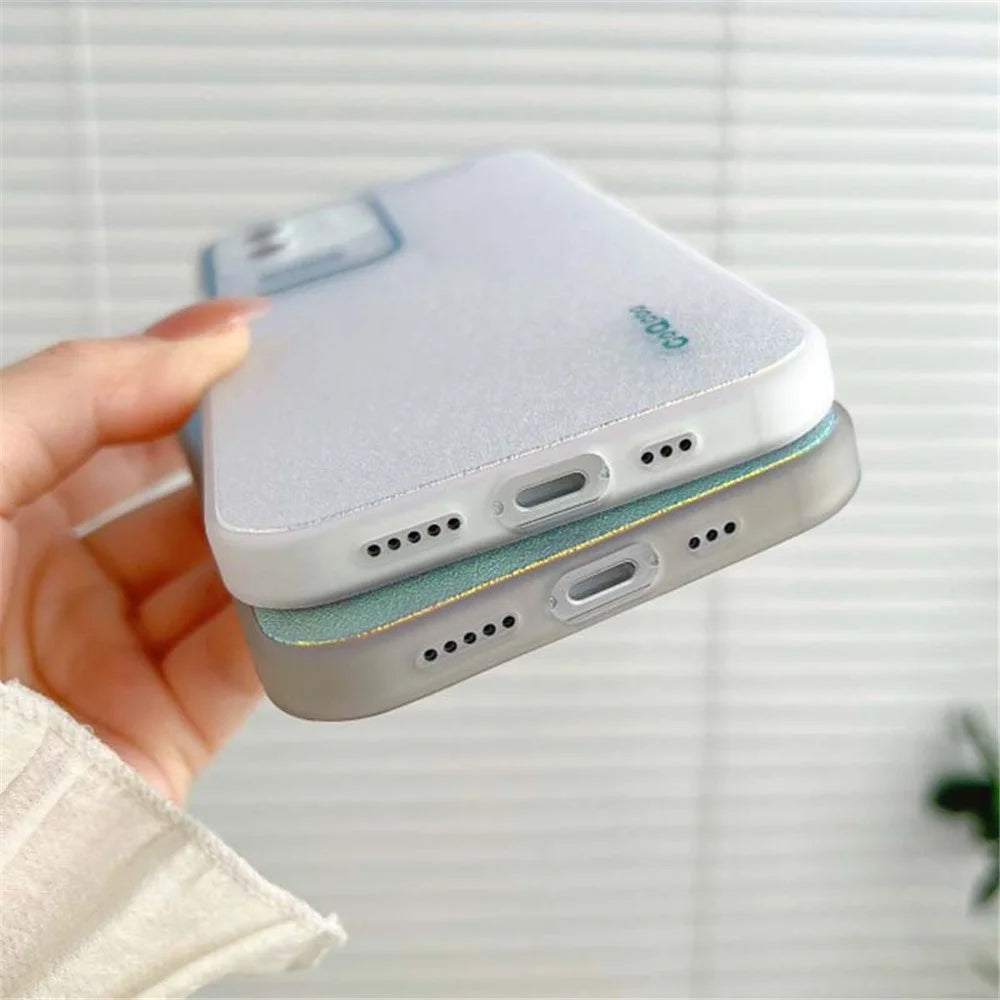Q.COO Aurora Series for iPhone 12 Case Camera Protection TPU+PET Phone Cover - Transparent Pink - 5