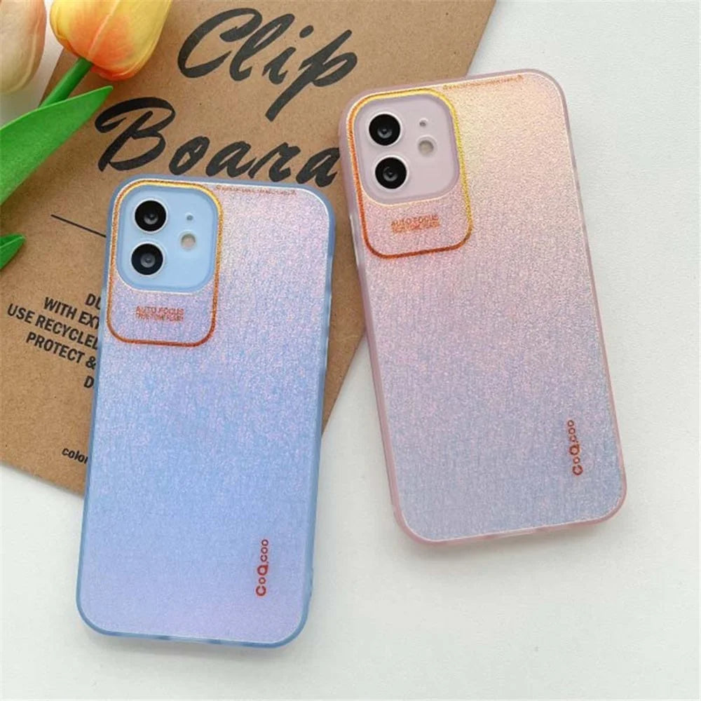 Q.COO Aurora Series for iPhone 12 Case Camera Protection TPU+PET Phone Cover - Transparent Pink - 6
