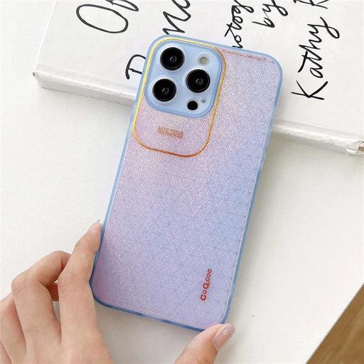 Q.COO Aurora Series for iPhone 14 Pro Case TPU+PET Phone Cover Shimmering Aurora Effect - Transparent Blue - 2