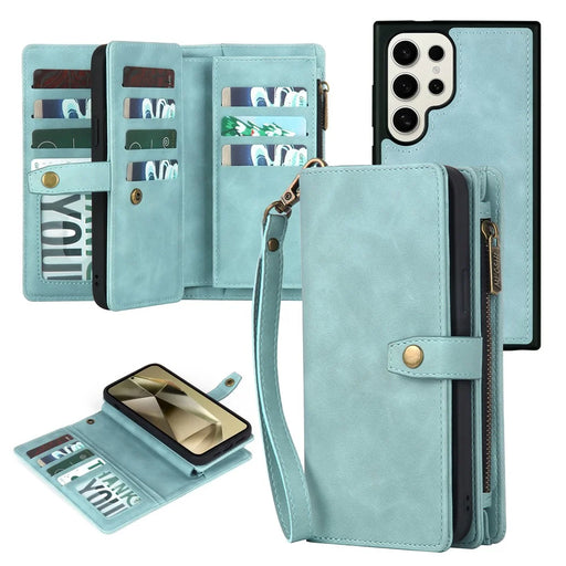 MEGSHI H1 Series For Samsung Galaxy S24 Ultra Case Magnetic Detachable Phone Leather Cover - Blue - 1