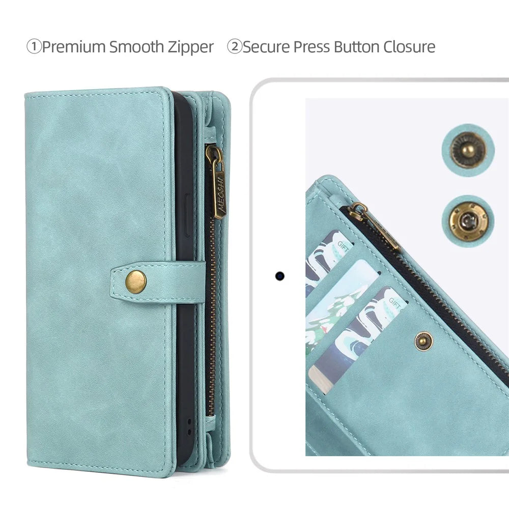 MEGSHI H1 Series For Samsung Galaxy S24 Ultra Case Magnetic Detachable Phone Leather Cover - Blue - 4