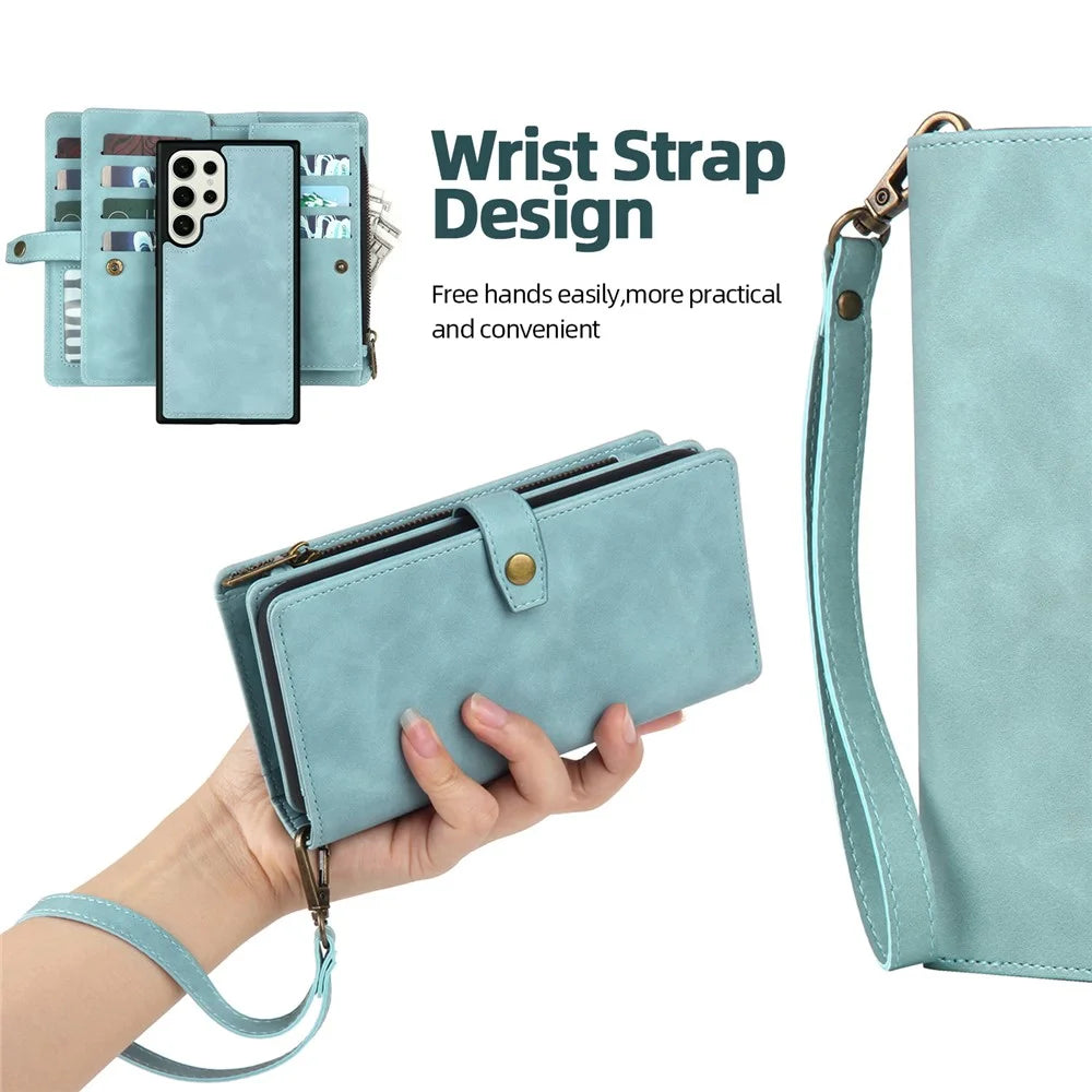 MEGSHI H1 Series For Samsung Galaxy S24 Ultra Case Magnetic Detachable Phone Leather Cover - Blue - 6