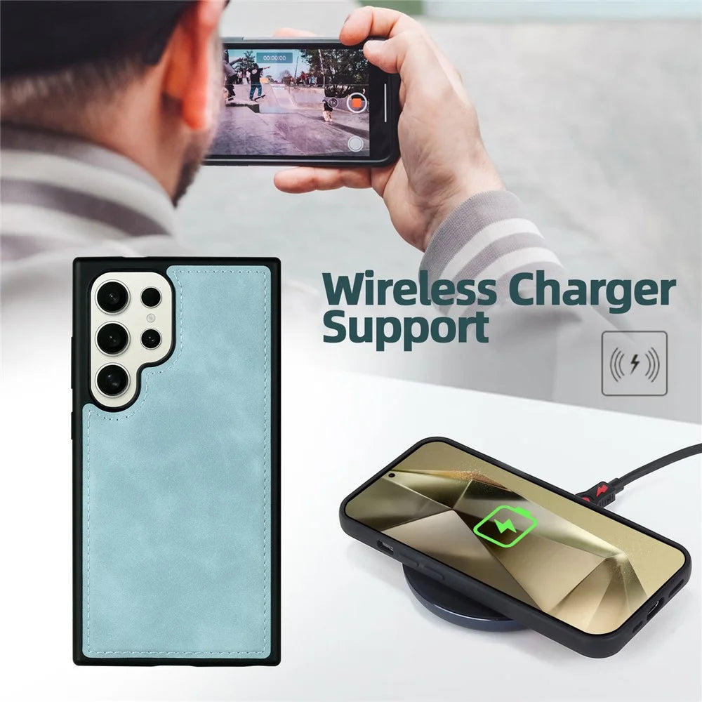 MEGSHI H1 Series For Samsung Galaxy S24 Ultra Case Magnetic Detachable Phone Leather Cover - Blue - 7