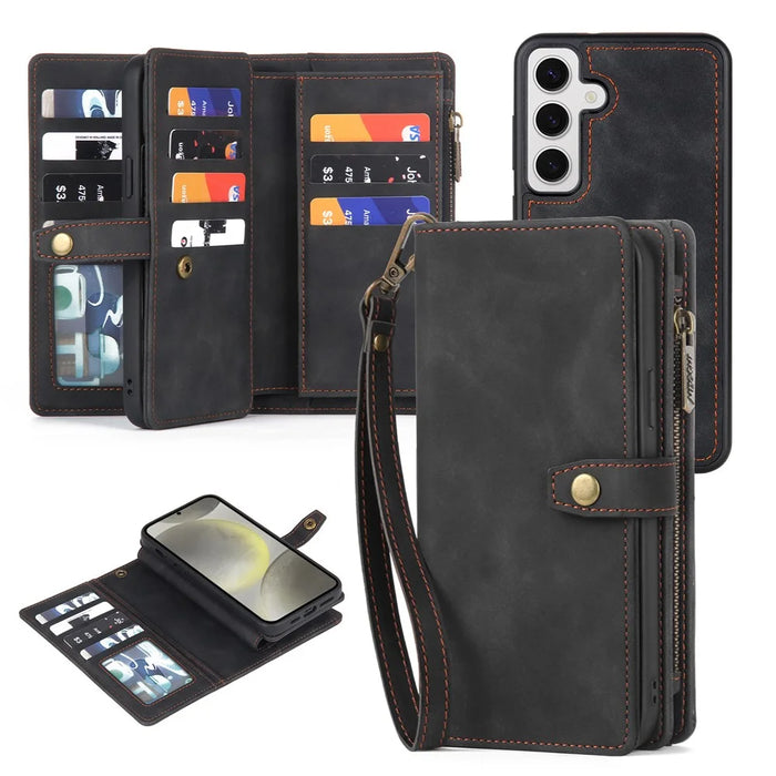 MEGSHI H1 Series For Samsung Galaxy S24 Leather Case Detachable 2-in-1 Phone Cover Wallet - Black - 1