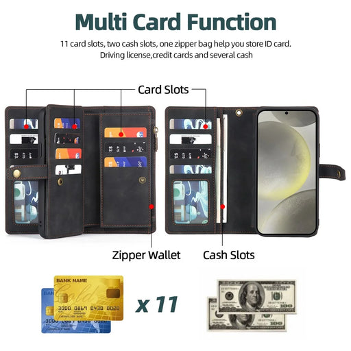 MEGSHI H1 Series For Samsung Galaxy S24 Leather Case Detachable 2-in-1 Phone Cover Wallet - Black - 2