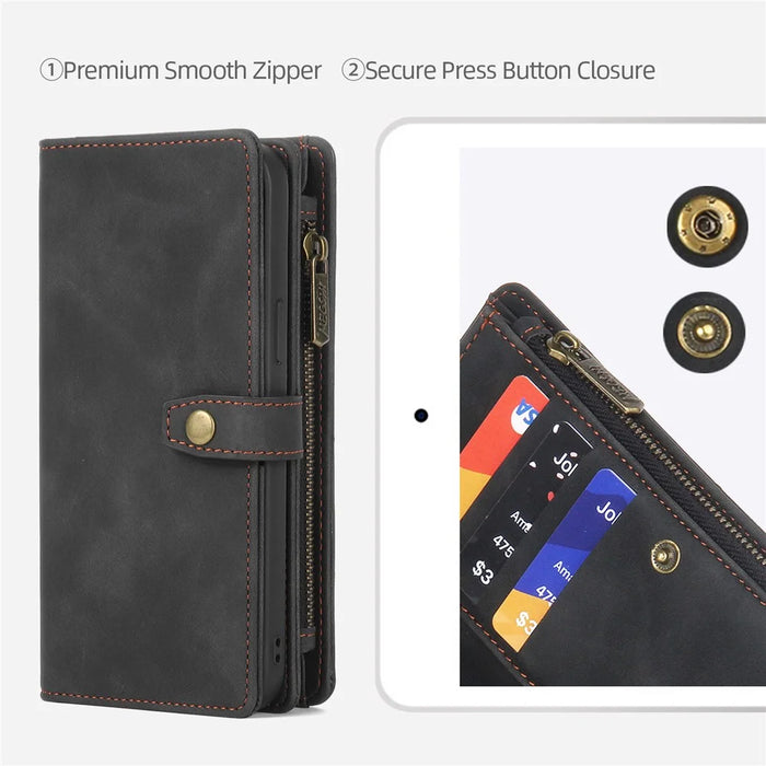 MEGSHI H1 Series For Samsung Galaxy S24 Leather Case Detachable 2-in-1 Phone Cover Wallet - Black - 4