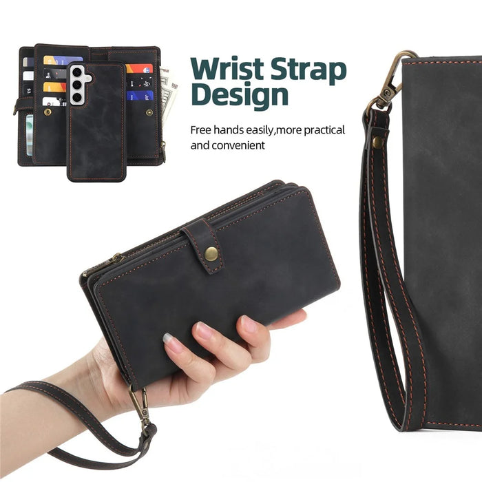 MEGSHI H1 Series For Samsung Galaxy S24 Leather Case Detachable 2-in-1 Phone Cover Wallet - Black - 6