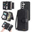MEGSHI 004 Series For Samsung Galaxy S24+ Detachable Magnetic Leather Zipper Wallet Stand Cover Case with Mirror - Black - 1