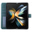 For Samsung Galaxy Z Fold5 5G Case Zipper Wallet Rhombus Leather Cover with Wrist Strap - Green - 6