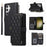 For Samsung Galaxy S23 Ultra Case with Hand Strap Rhombus Zipper Leather Phone Cover - Black - 1