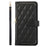 For Samsung Galaxy S23 Ultra Case with Hand Strap Rhombus Zipper Leather Phone Cover - Black - 6