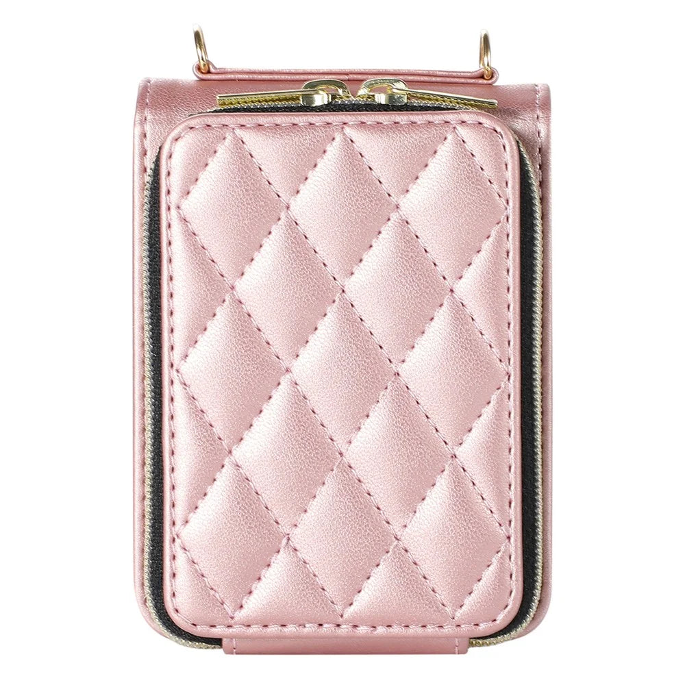 For Samsung Galaxy Z Flip5 5G Case Leather+PC Zipper Phone Cover with Wrist Strap - Rose Gold - 6