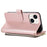 For iPhone 14 Case Leather Handbag Magnetic Closure Zipper Pocket Phone Cover - Rose Gold - 4