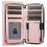 For iPhone 14 Case Leather Handbag Magnetic Closure Zipper Pocket Phone Cover - Rose Gold - 5
