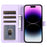 For iPhone 14 Pro Max Wallet Case Folio PU Leather Stand Rhombus Phone Cover with Hand Strap - Light Purple - 2