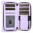 For iPhone 14 Pro Max Wallet Case Folio PU Leather Stand Rhombus Phone Cover with Hand Strap - Light Purple - 5
